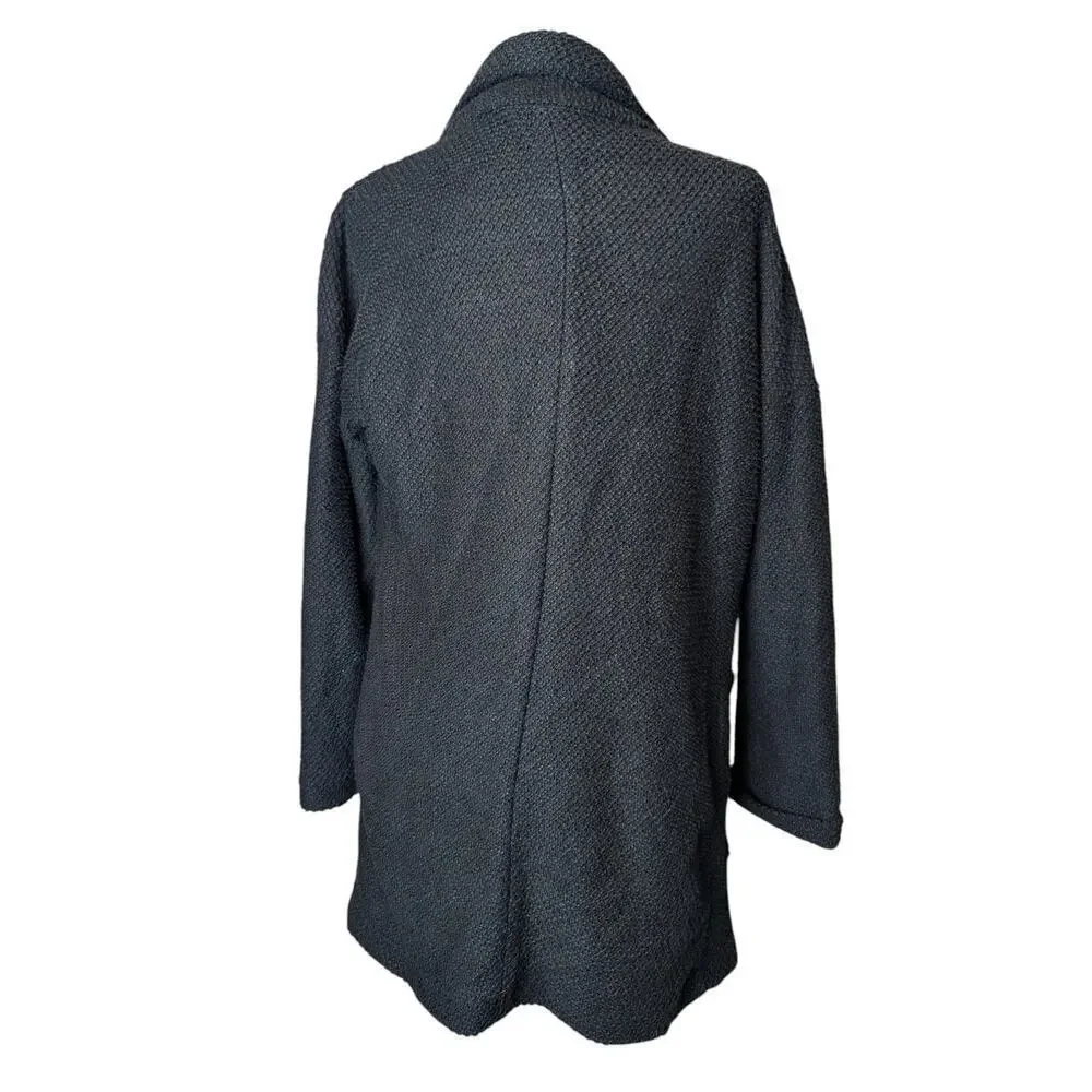 Marine Layer Birdseye Cardigan Sweater Black Open Front Pockets Size XS